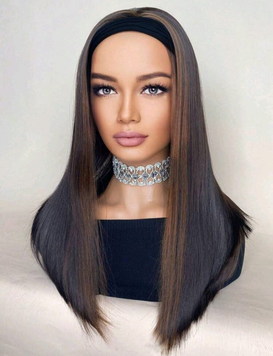 Long bob straight headband human blend